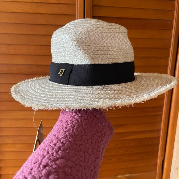 Eric Javits Look Again Packable Squishee Fedora Sun Hat cream Black Band - Picture 9 of 9